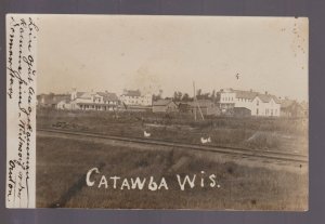 Catawba WISCONSIN RPPC c1910 MAIN STREET nr Ladysmith Prentice Hawkins POP 110