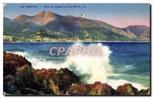 Old Postcard Menton Waves effect in Cap Martin