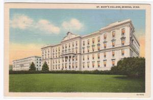 St Mary's College University Winona Minnesota linen postcard
