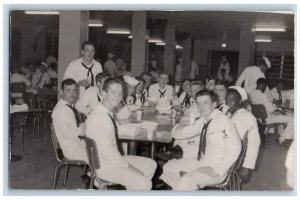 US Navy Sailors Postcard RPPC Photo Cafeteria c1910's Unposted Antique