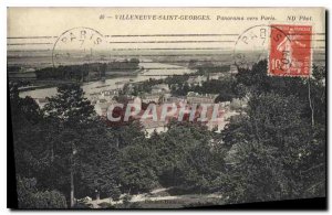 Old Postcard Panorama Villeneuve Saint Georges to Paris