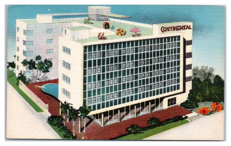 Mid-1900s Hotel Continental, Miami Beach, FL Postcard