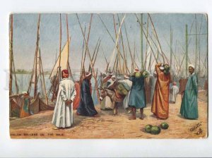 3071871 EGYPT Melon-sellers on Nile Vintage TUCK PC