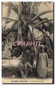 Postcard Old Man Black negro African Colonies At & # & # 39un 39ombre of coconut