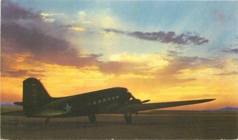 Aviation Military 1940s Postcard Douglas C-47 Skytrain Douglas Aircraft 2926