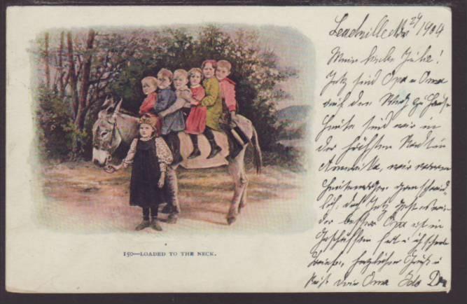 Loaded to the Neck,Donkey Children Postcard 