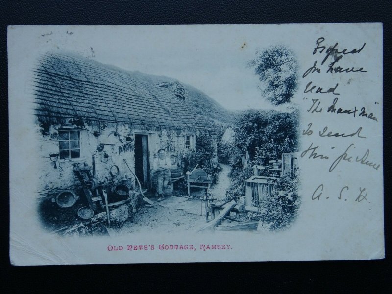 Isle of Man RAMSEY Old Pete's Cottage c1903 UB Postcard