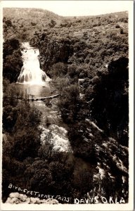 RPPC Aerial View Turney Falls, Davis OK Vintage Postcard U70