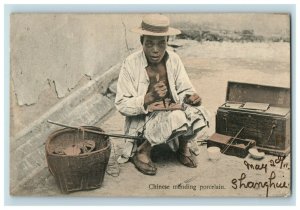 C.1910 Street Scene Shanghai China Cancel USA Cover Postcard F82