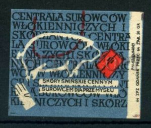 500601 POLAND ADVERTISING PIG Vintage match label