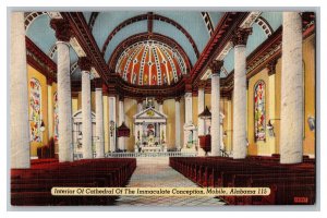 Postcard AL Cathedral Of The Immaculate Conception Mobile Alabama Interior View
