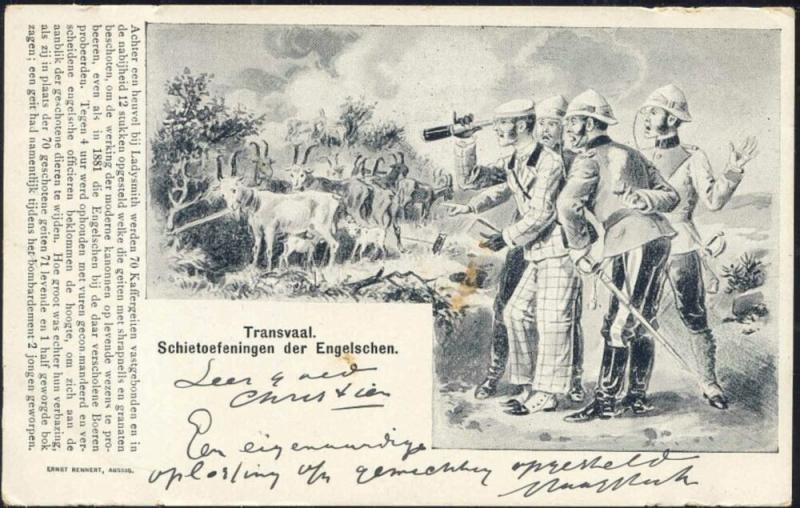 BOER WAR, Caricature, English Shooting Exercises on Goats (1899)