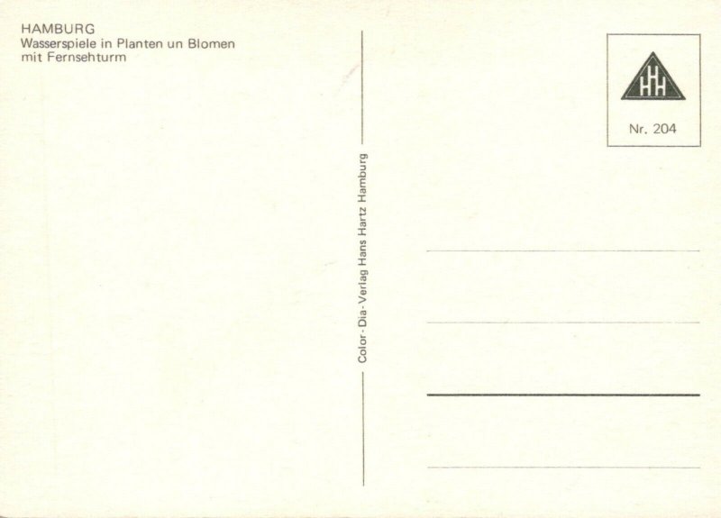 Germany Postcard - Hamburg - Wasserspiele in Planten Un Blomen Mit.... RR9226