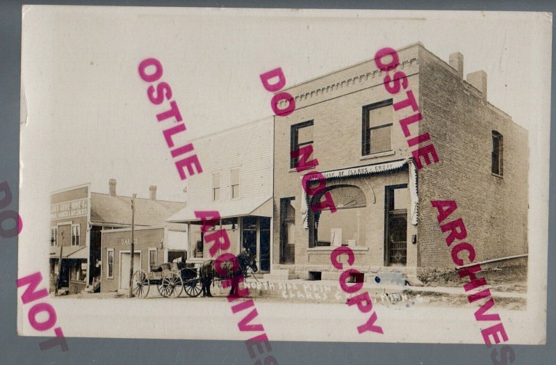 Clarks Grove MINNESOTA RPPC 1914 MAIN STREET State Bank nr Albert Lea Ellendale