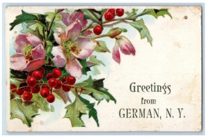 1910 Flower Holy Leaf Greetings from German New York NY Antique Postcard