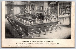 White River Junction Vermont~Union Passenger Station Cafe Lunch Counter~c1905
