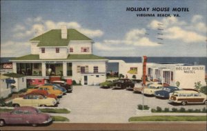 Virginia Beach Virginia VA Holiday House Motel Linen Vintage Postcard