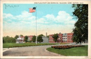 Postcard OH Dayton - New Flag Staff and Barracks - Soldier's Home