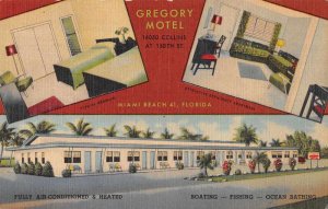 Miami Beach Florida multi-views Gregory Motel linen antique pc BB1990 