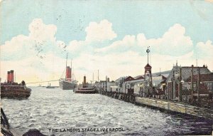 LIVERPOOL LANCASHIRE ENGLAND~SHIPPING LANDING STAGE~1905 POSTCARD