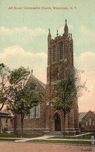 Vintage Postcard All Souls Universalist Church Watertown New York Leighton Pub.