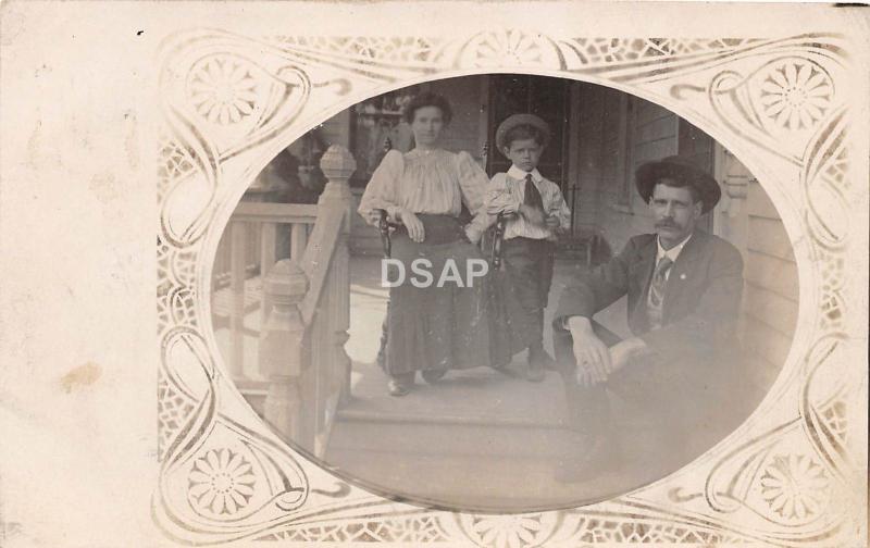 C50/ Watertown Wisconsin Wi RPPC Real Photo Postcard 1910 Family Home Porch