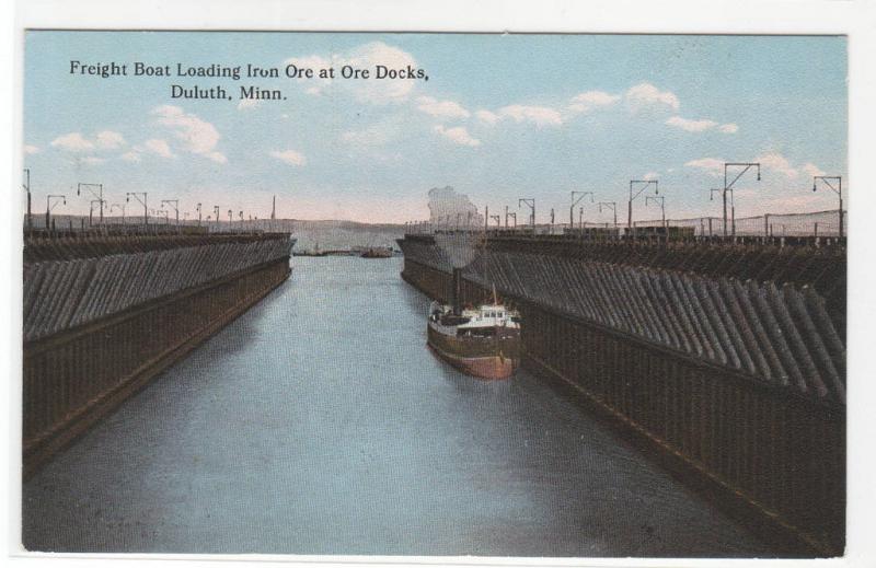 Steamer Iron Ore Docks Duluth Minnesota 1914 postcard