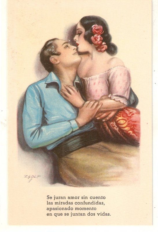 Zsolt. Couple romance. Love Nice vintage spanish postcard