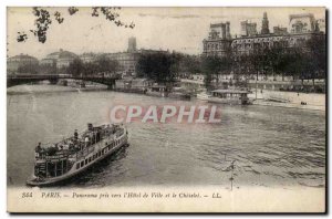 Paris Old Postcard Panorama taken from & # City 39hotel and Chatelet