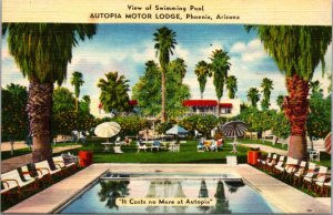 Linen Postcard Swimming Pool Autopia Motor Lodge in Phoenix, Arizona