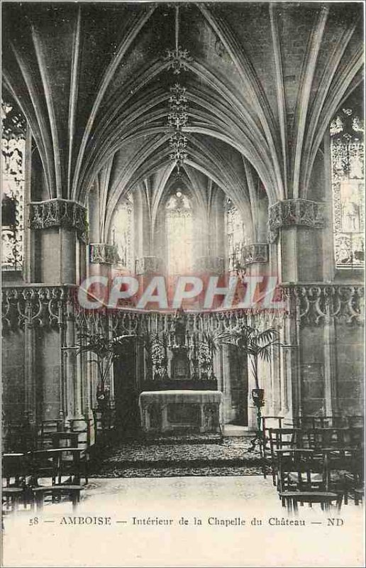 Old Postcard Amboise inside the chapel ch�teau