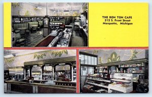 MARQUETTE, Michigan MI ~ Roadside BON TON CAFE c1940s Linen - Kropp Postcard 