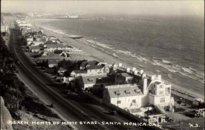 Santa Monica California CA Movie Stars Beach Homes Real Photo RPPC PC