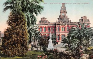 San Jose, CA California   CITY HALL Main Entrance   ca1910's Vintage Postcard