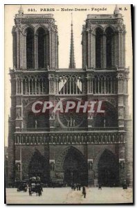 Postcard Old Paris Notre Dame Facade