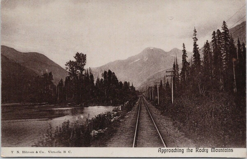 Approaching Rocky Mountains Western Canada Railroad Unused Hibben Postcard F64
