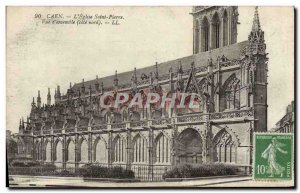 Old Postcard Caen L & # 39Eglise St. Peter View of & # 39ensemble