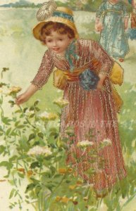 Children Picking Flowers The Milton Series Woodstone Bros. London Vintage