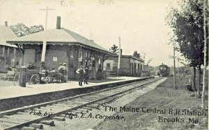 Brooks ME Maine Central Railroad Station Depot Postcard