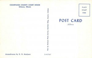URBANA, Illinois IL   CHAMPAIGN COUNTY COURT HOUSE   ca1950's Chrome Postcard