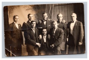 Vintage 1910's RPPC Postcard - Studio Portrait Young Victorian Business Men