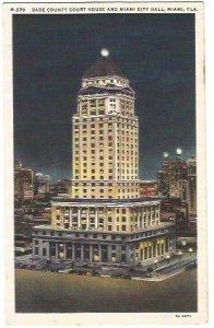 Vintage Postcard, Dade County Court House and Miami City Hall Miami Florida
