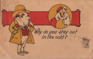 romance postcard: Why Do You Stay Out In the Cold?