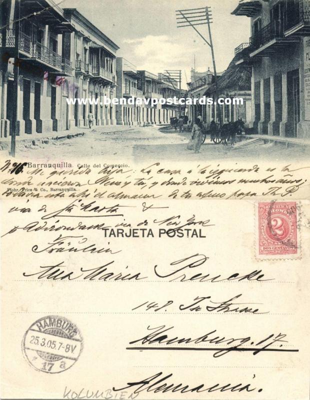 colombia, BARRANQUILLA, Calle del Comercio (1905) Stamp