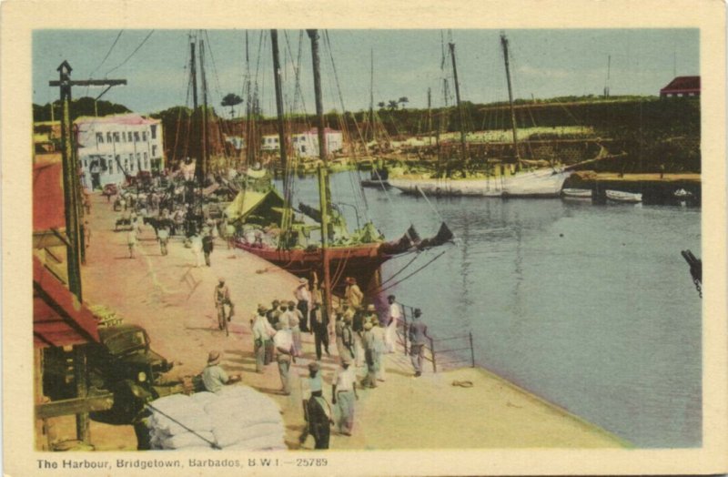 PC BARBADOS, BRIDGETOWN, THE HARBOUR, Vintage Postcard (B41320)