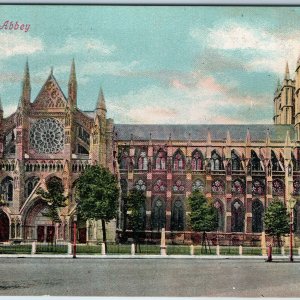 c1910s London, England Westminster Abbey Church Cathedral Colorful Litho PC A206