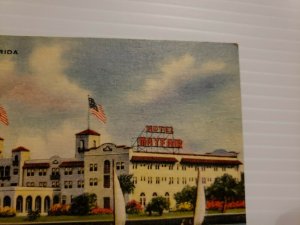 VTG Postcard Hotel Mayfair Sanford Florida Sailboats Linen St John's River  465