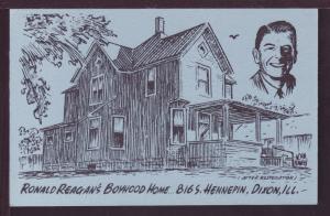 Ronald Reagan's Boyhood Home Dixon IL Post Card 3472