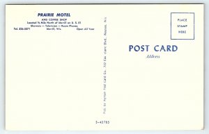 1950s MERRILL WI PRAIRIE MOTEL AND COFFEE SHOP FINE FOOD U.S. 51 POSTCARD P1134