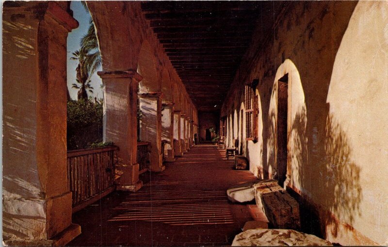 Mission Santa Barbara Outside Corridor California CA Postcard VTG UNP Kolorview 